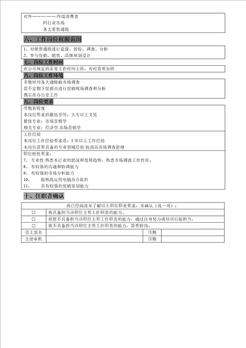 市场部全部职位说明书新2自动保存的