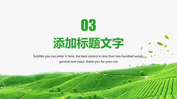 绿色唯美清新茶园文化茶艺品茶论道PPT模板