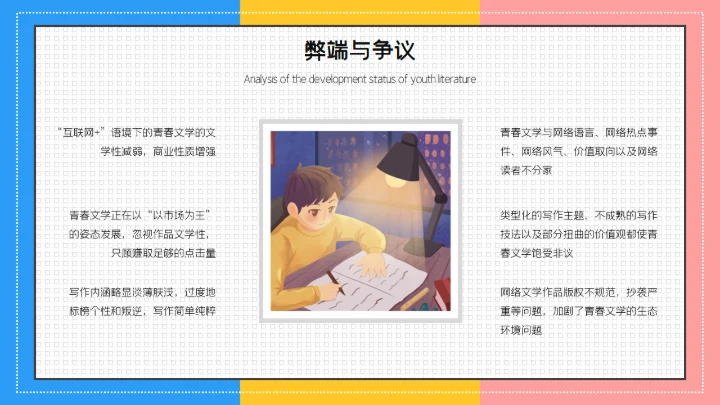 青春文学分析毕业答辩通用PPT模板
