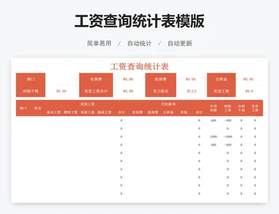 工资查询统计表模版