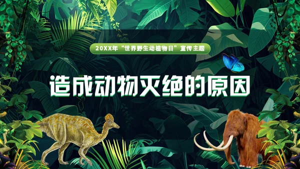 世界野生动植物日保护野生动物通用PPT模板