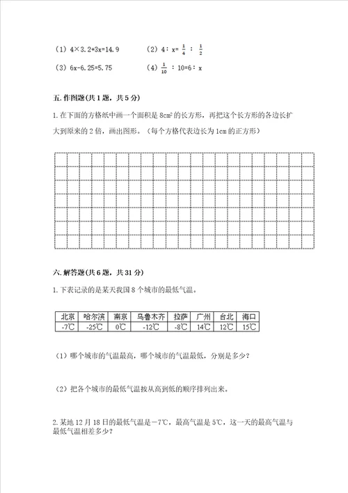 小升初数学期末测试卷考点精练