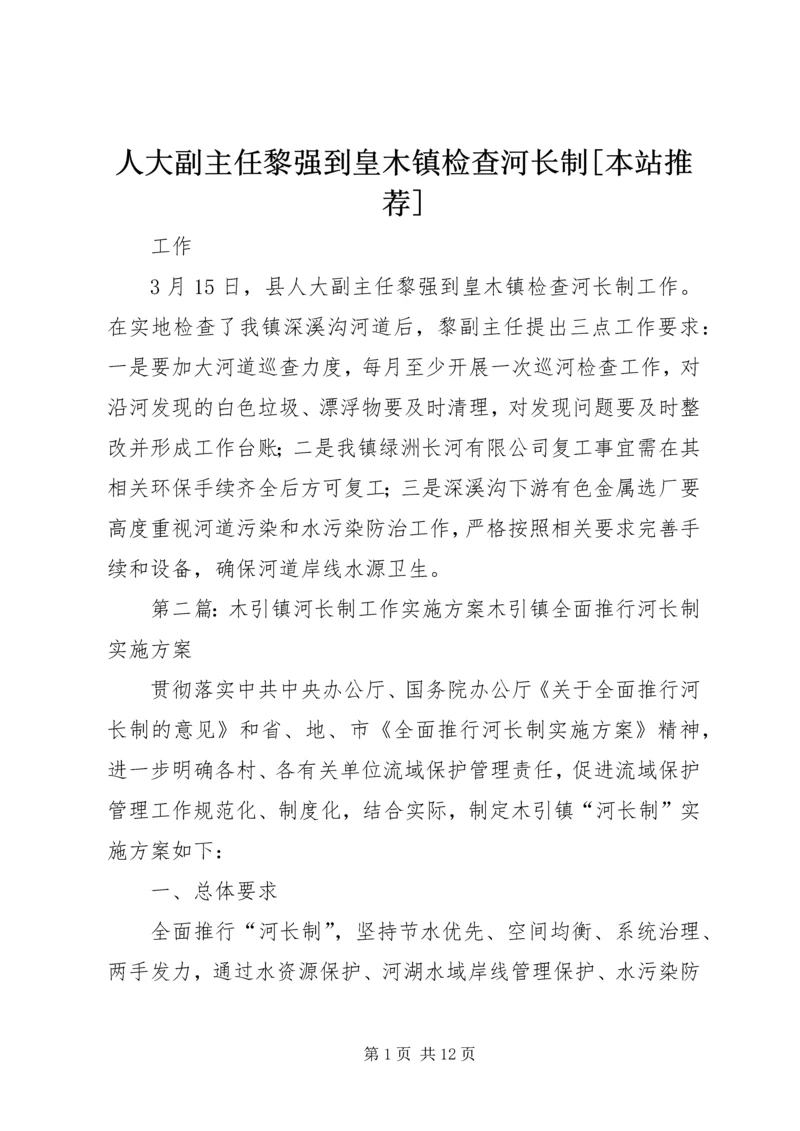 人大副主任黎强到皇木镇检查河长制[本站推荐].docx