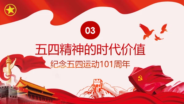 纪念五四运动101周年弘扬五四精神PPT模板