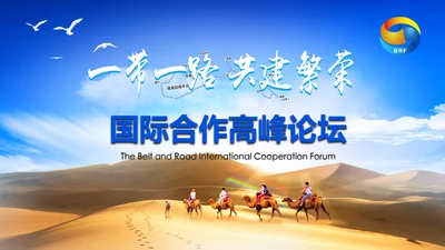 蓝色党政一带一路丝绸之路国际合作高峰论坛ppt模板
