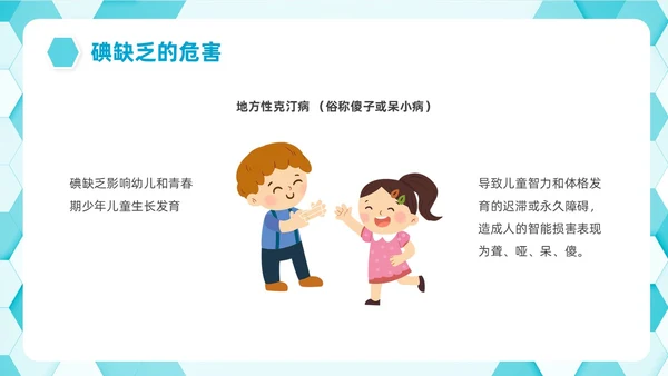 蓝色简约插画碘教育PPT课件碘缺乏教育