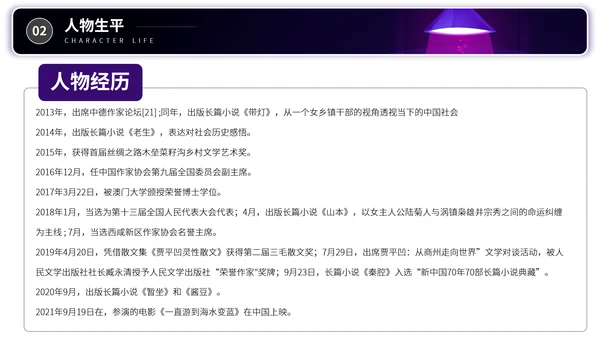 贾平凹知名作家个人生平PPT模板