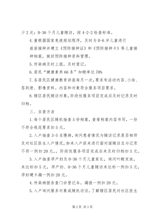 社区卫生服务中心服务项目工作自查安排.docx