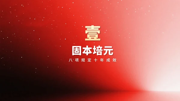 简约红色流体渐变风中央八项规定党课PPT模板