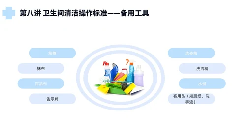 蓝色简约风保洁员安全专业知识培训保洁培训PPT模板