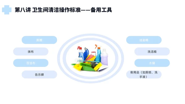 蓝色简约风保洁员安全专业知识培训保洁培训PPT模板
