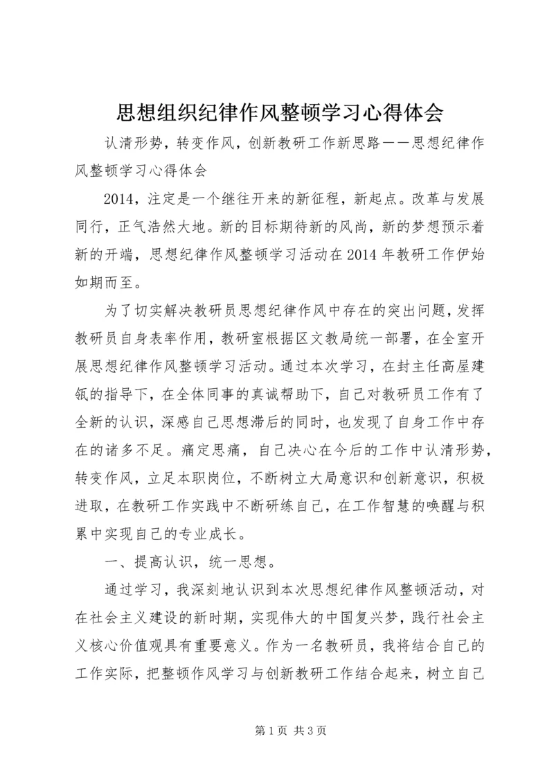 思想组织纪律作风整顿学习心得体会 (2).docx