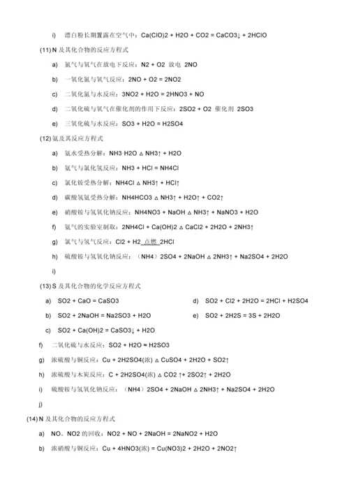 高中化学方程式大全(看完高考绝对给力).docx