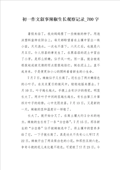 初一作文叙事辣椒生长观察记录700字