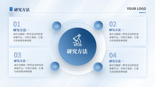 潘通蓝简约风通用学术汇报项目总结PPT模板