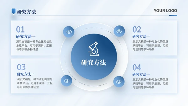 潘通蓝简约风通用学术汇报项目总结PPT模板