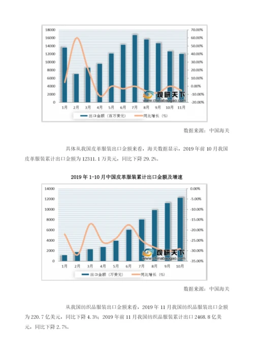 我国服装行业产销量、出口金额及利润均下降.docx