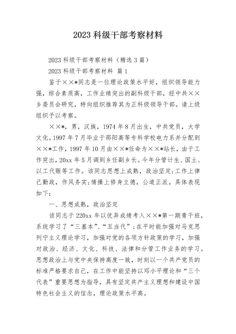 2023科级干部考察材料.docx