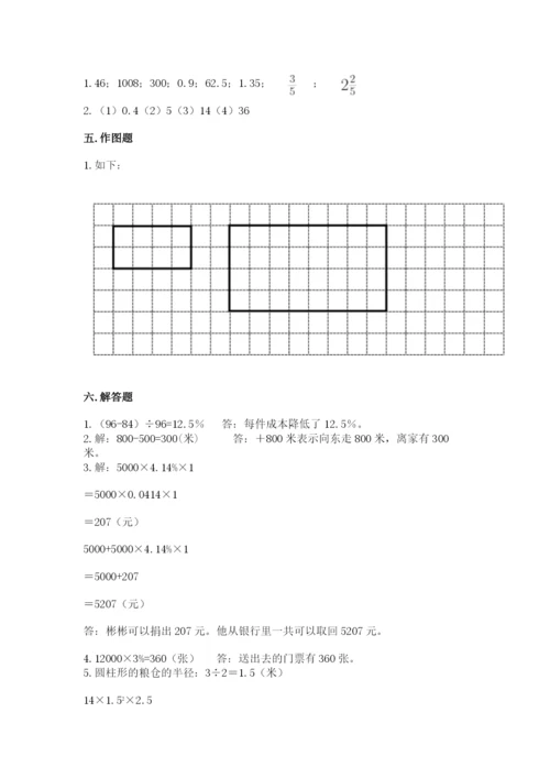 冀教版六年级下册数学 期末检测卷附参考答案（突破训练）.docx