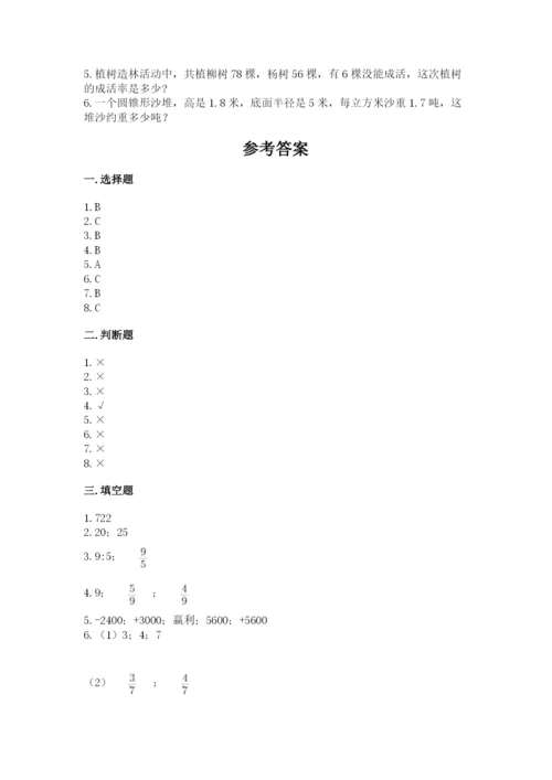 人教版六年级下册数学期末测试卷加下载答案.docx
