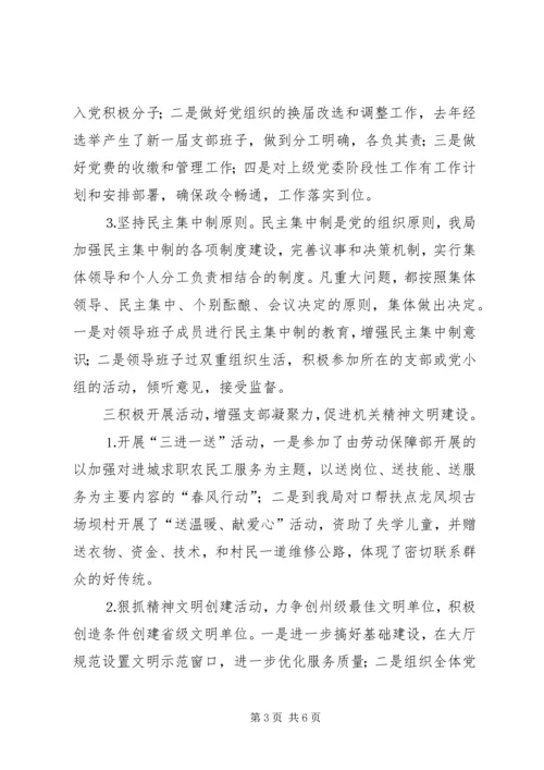 市社会劳动保险管理局支部党建工作自查报告 (3).docx