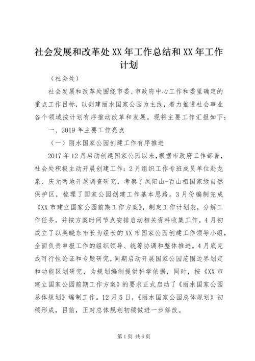 社会发展和改革处XX年工作总结和XX年工作计划.docx