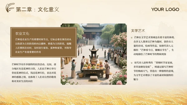 黄色古风中国传统文化二十四节气芒种课堂科普PPT模板