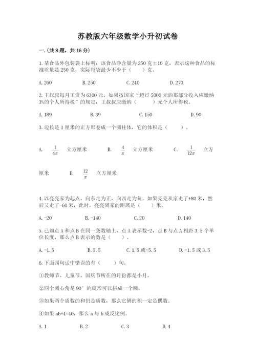 苏教版六年级数学小升初试卷及完整答案（各地真题）.docx