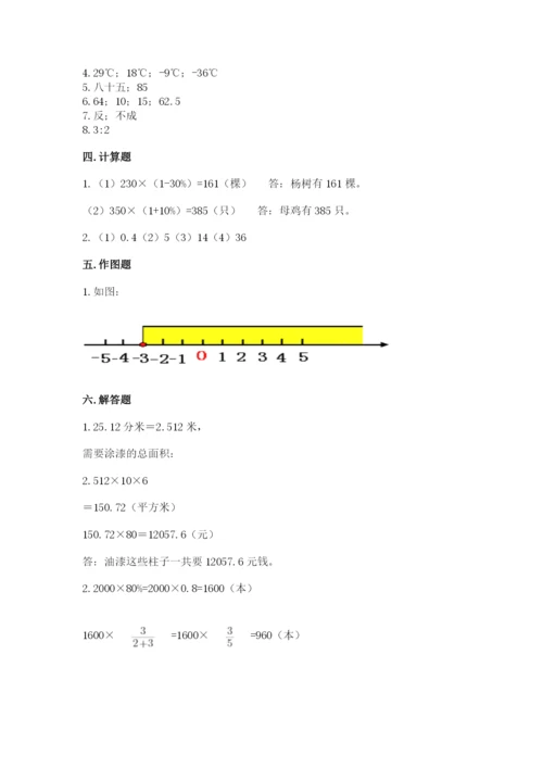 甘谷县六年级下册数学期末测试卷精品附答案.docx