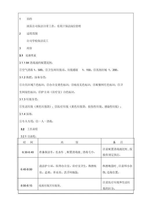 医院保洁工作程序及标准