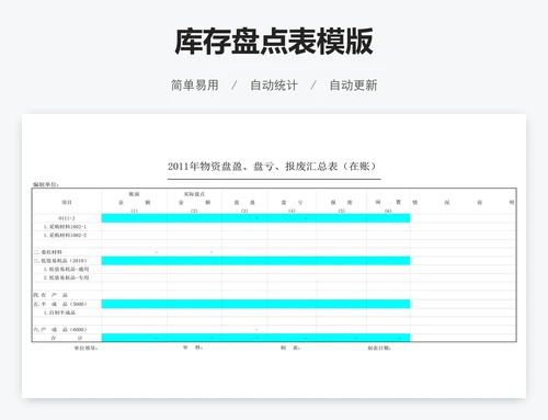 库存盘点表模版