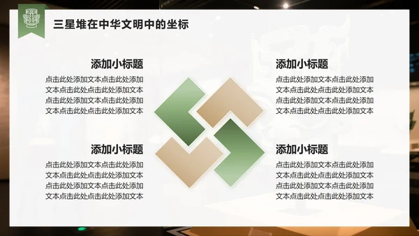 绿色商务风三星堆文化宣传研学旅游计划PPT模板