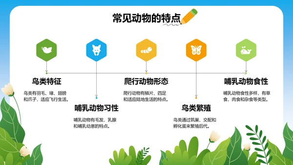 蓝色卡通风小学自然科学知识探索PPT模板