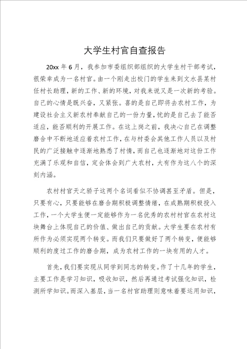 村官自查报告精选范文