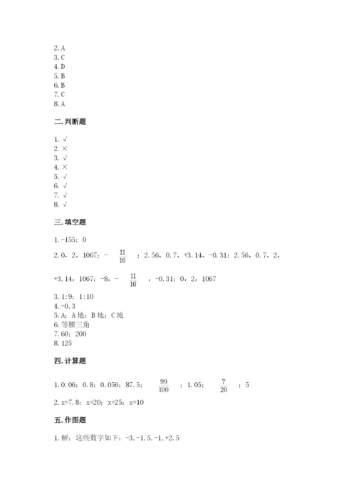 冀教版小学六年级下册数学期末检测试题及参考答案【培优a卷】.docx