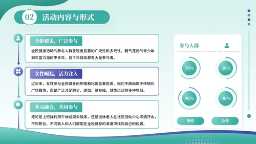 绿色插画风全民健身活动PPT模板