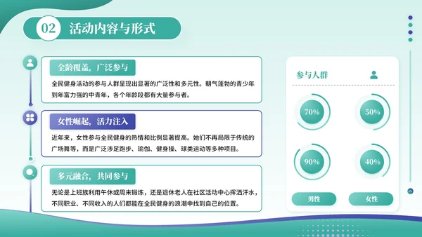 绿色插画风全民健身活动PPT模板