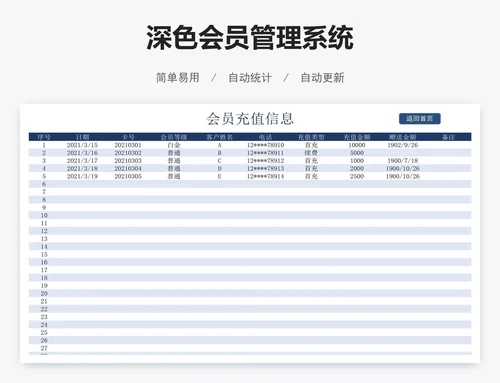 深色会员管理系统