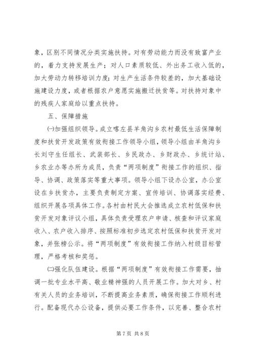 羊角沟乡农村最低生活保障制度和扶贫开发政策有效衔接工作实施方案.docx