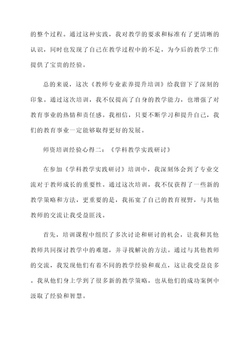 师资培训经验心得