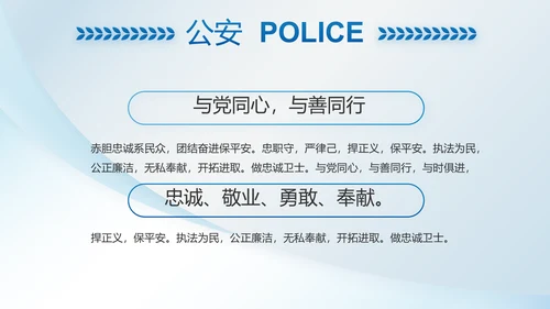 蓝色大气公安警察职责动态PPT模板