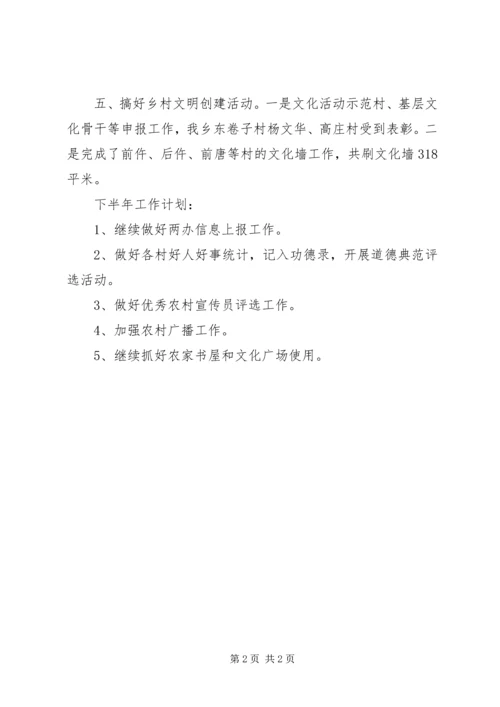 乡镇文化站上半年工作总结及下半年工作计划.docx