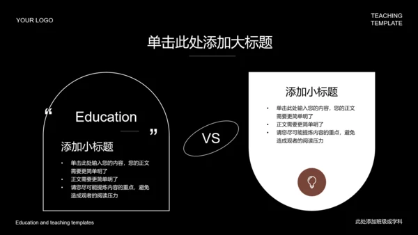 黑色欧美风通用教学PPT演示模板
