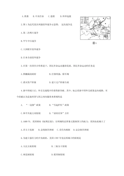 2023年山东省冬季普通高中学业水平考试历史试题.docx