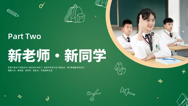 绿色简约黑板初中开学第一课PPT课件