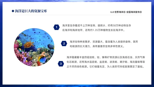 深蓝色简约68世界海洋日全国海洋宣传日PPT