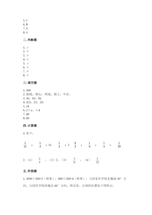 小学数学六年级上册期末测试卷（实用）word版.docx