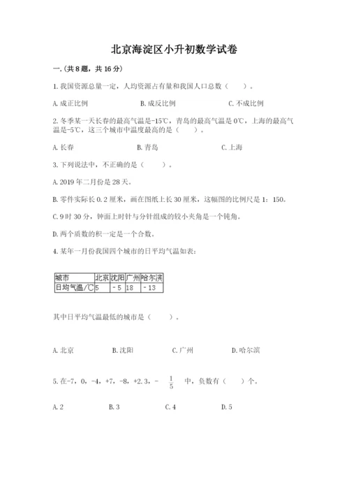 北京海淀区小升初数学试卷附参考答案（基础题）.docx