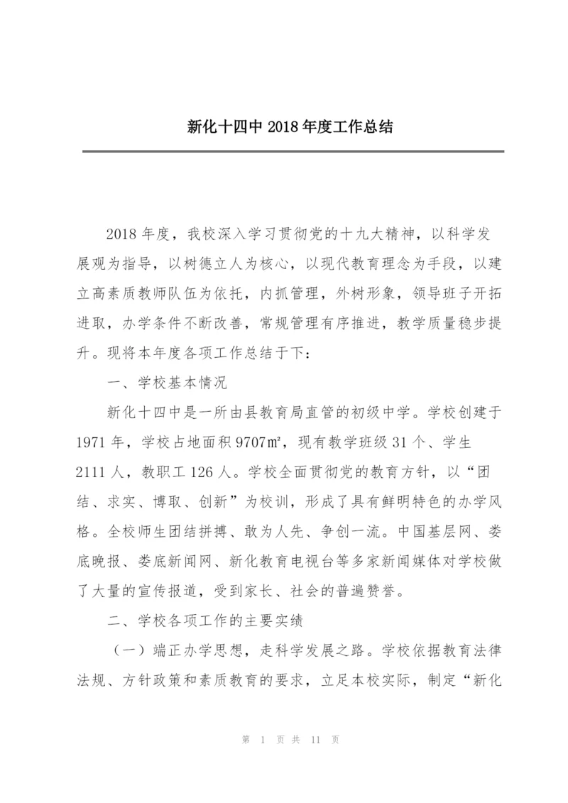 新化十四中2018年度工作总结.docx