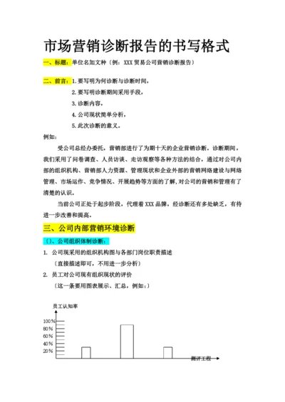 市场营销诊断报告的书写格式模版.docx